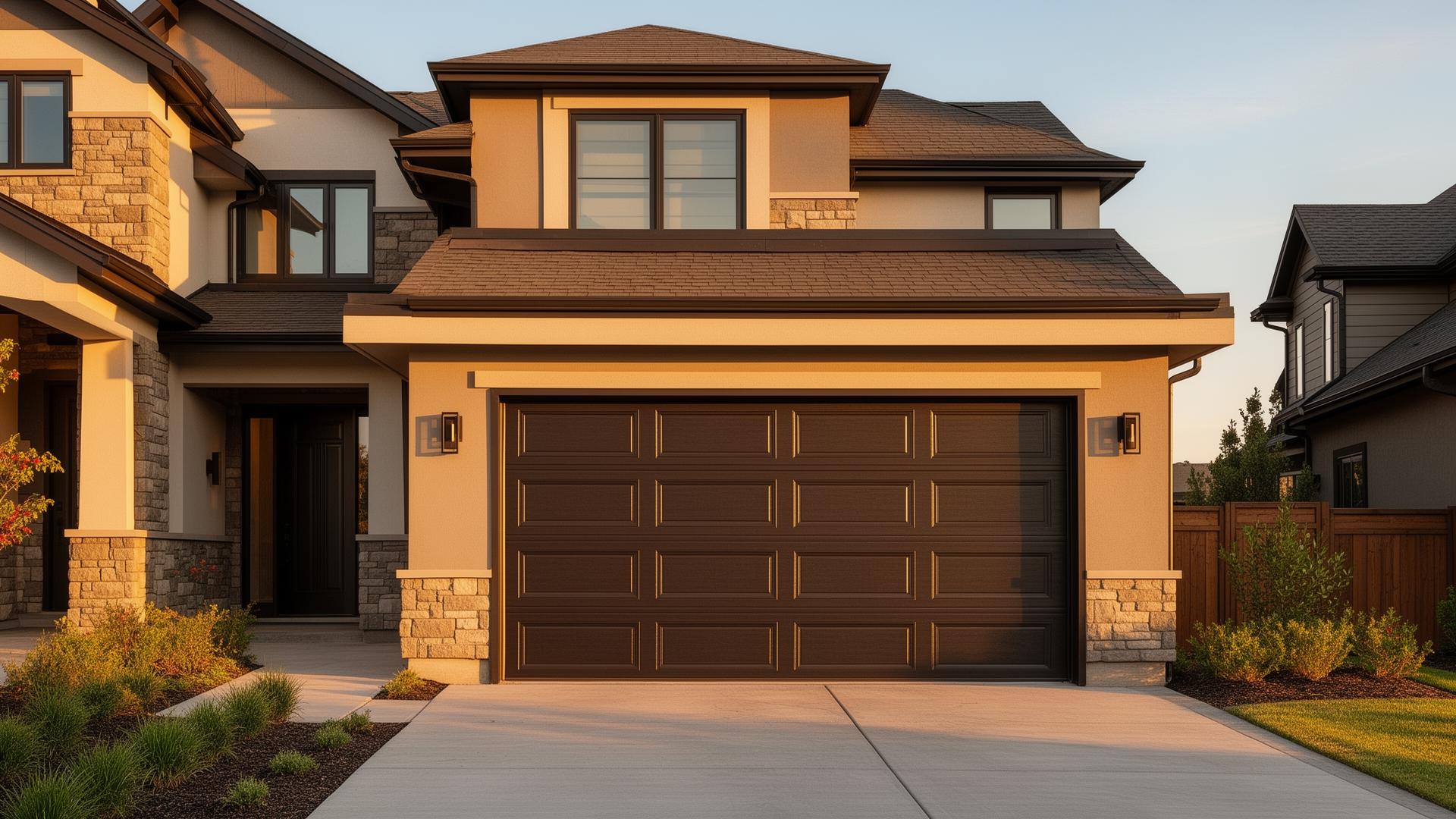 Professional carriage-style garage door on a modern home